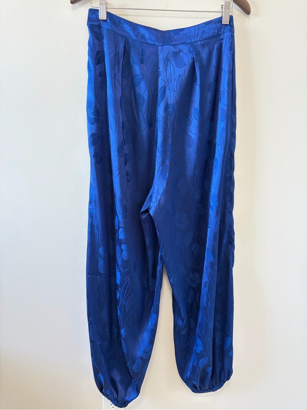 RONNY KOBO COLLECTION Kristine Satin Jacquard Balloon Pants in Royal Blue M - Picture 5 of 11
